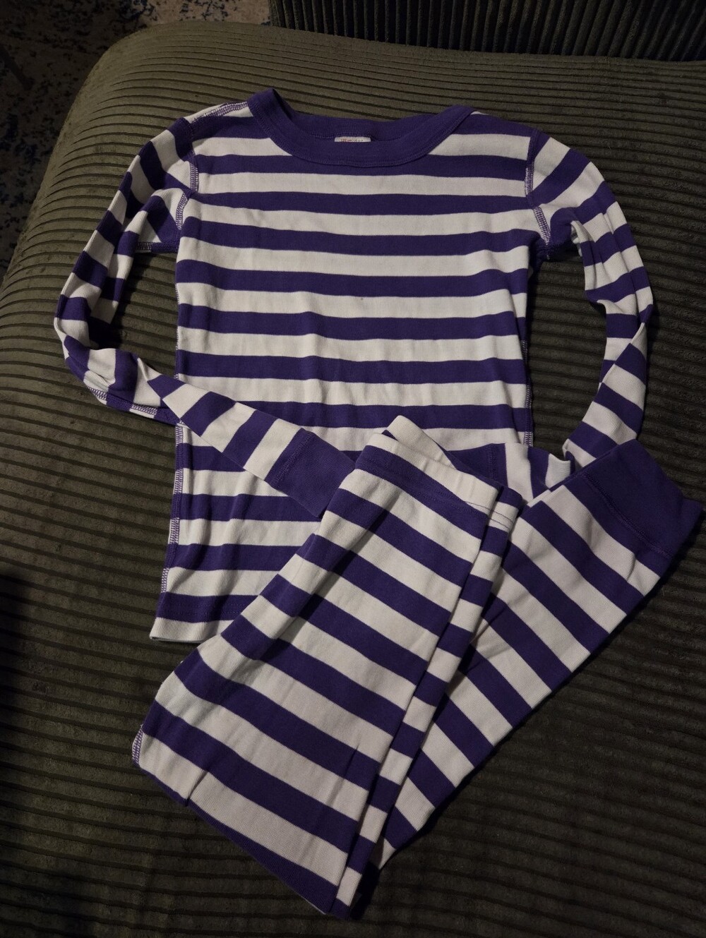 Hanna Anderson Purple Stripe Long Sleeve Pajamas 5/6